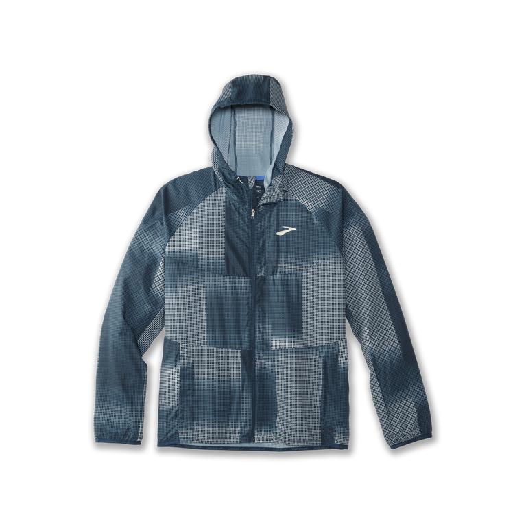 Brooks Canopy - Mens Running Jackets - Indigo Rush Altitude Print (05762YSFV)